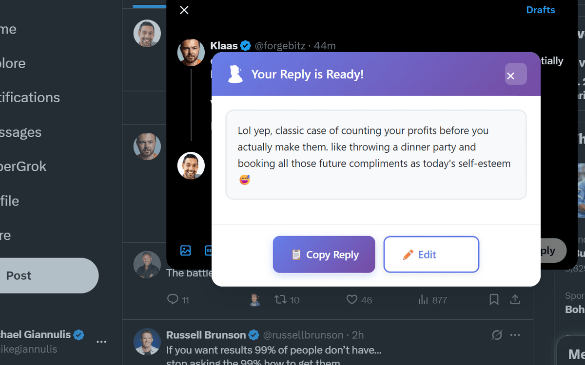 X Reply Generator with Write Like Me
